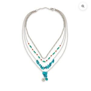 Myra Bag, Silver and Blue Charm Necklace